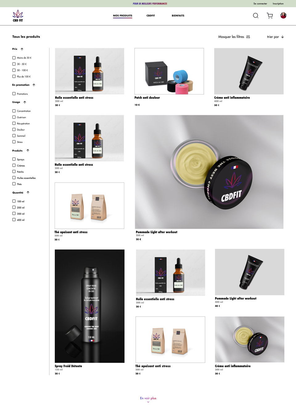 CBD FIT recherche produits